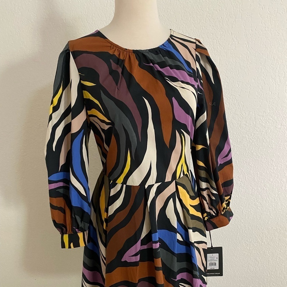 Who What Wear Multicolor Abstract Print Mini Dress Women's Size Small NWT